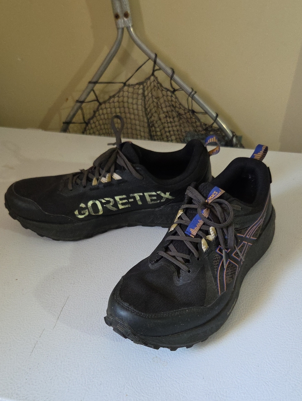 ASICS Black Trail Running Shoes with Blue Accents